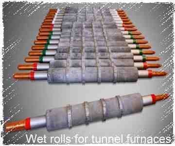 Wet rolls for tunnel furnaces 